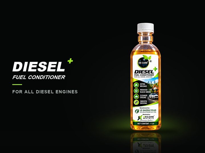DeCarb Diesel Plus fuel conditioner, available in 50 mL – 1 L · 5 L · 10 L packs