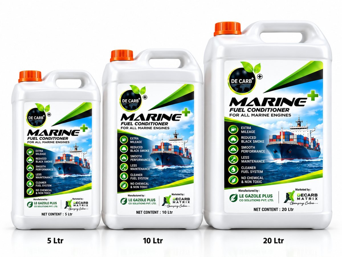 DeCarb Marine Plus packs: 5 L · 10 L · 20 L